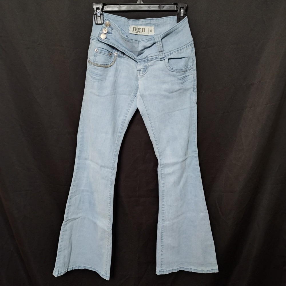 Deb jeans juniors 0 bell bottom embroidered stretch hippie Boho festival